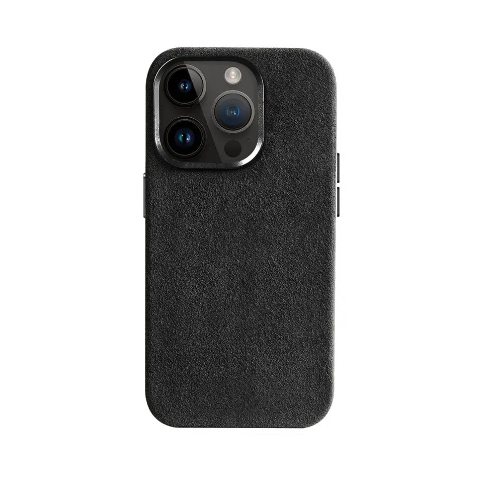 Alcantara-Hülle, passend für iPhone 15 Pro Max, Schwarz