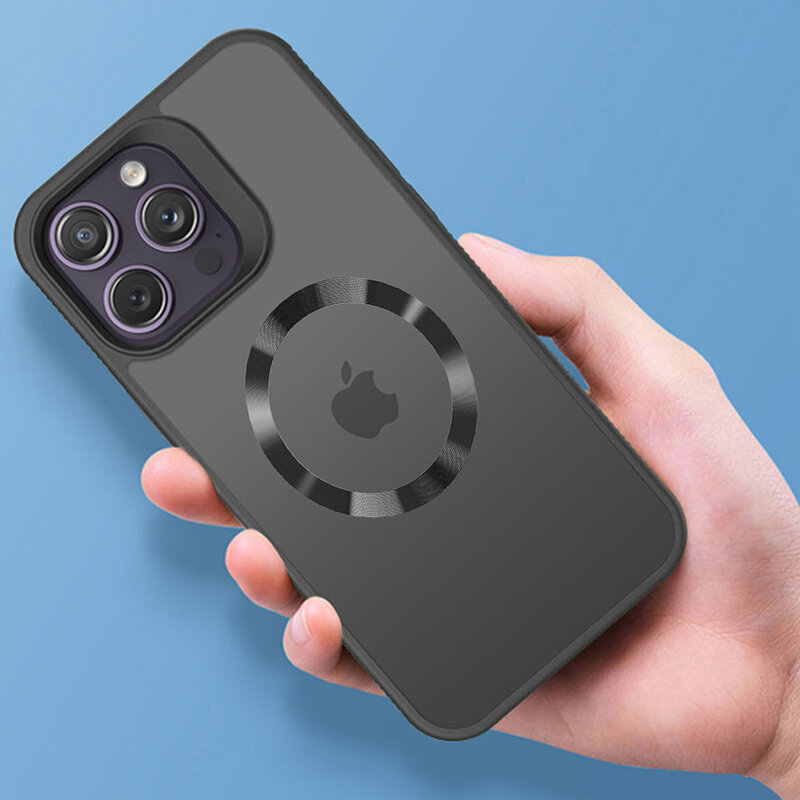 MagSafe Hülle, passend für iPhone 15 Pro Max, schwarz-transparent
